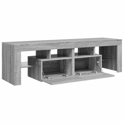 Szafka TV z oświetleniem LED, szary dąb sonoma, 140x36,5x40 cm