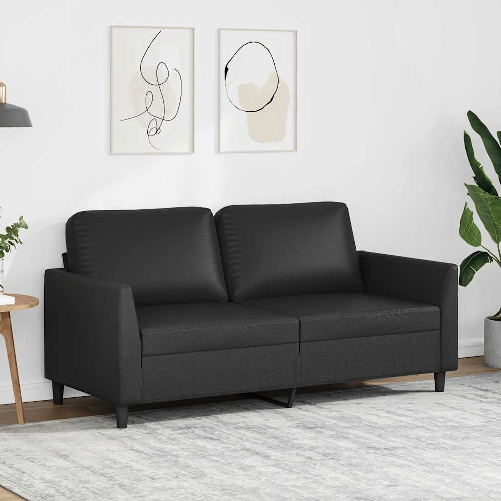 2-osobowa sofa, czarna, 140 cm, sztuczna skóra wariant 4