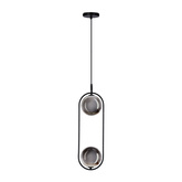 Lampa wisząca CORDEL elegancka - czarna z grafitowymi kloszami kulkami - minimalistyczne oświetlenie salonu 2x G9 LED