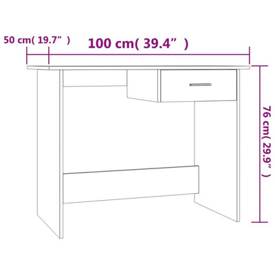 vidaXL Biurko, szarość betonu, 100x50x76 cm, materiał drewnopochodny model standard
