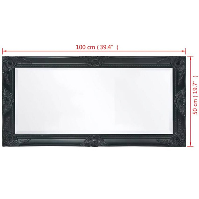 VidaXL Lustro ścienne w stylu barokowym 100x50 cm, czarne