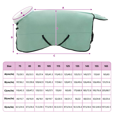 Koc dla Koni Specjalna zieleń 165 cm Polarowy fleece