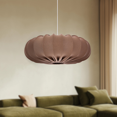 Lampa wisząca CAFEE' skandynawska - z abażurem brązowym mokka 66cm - nowoczesne oświetlenie sufitowe do salonu i jadalni E27