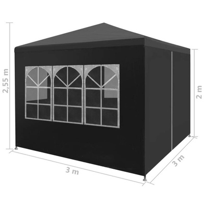 vidaXL Namiot imprezowy, 3 x 3 m, antracytowy