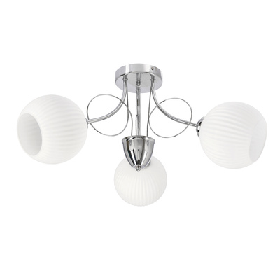 Lampa wisząca Tartine potrójna z białymi kloszami szklana srebrna E27