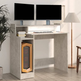 vidaXL Biurko z podświetleniem LED, betonowa szarość, 97x45x90 cm
