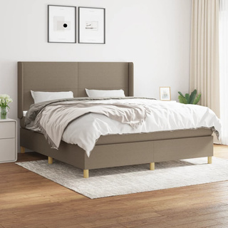 vidaXL Łóżko kontynentalne z materacem, taupe, tkanina, 180x200 cm wariant 9