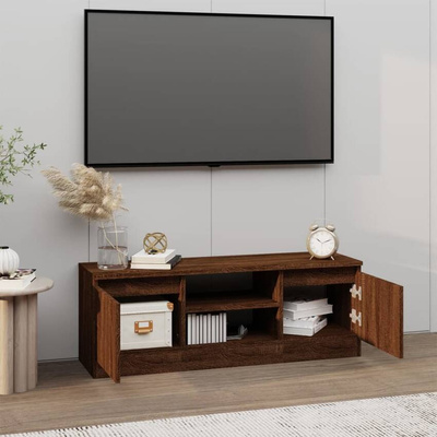 vidaXL Szafka pod TV, z drzwiczkami, brązowy dąb, 102x30x36 cm