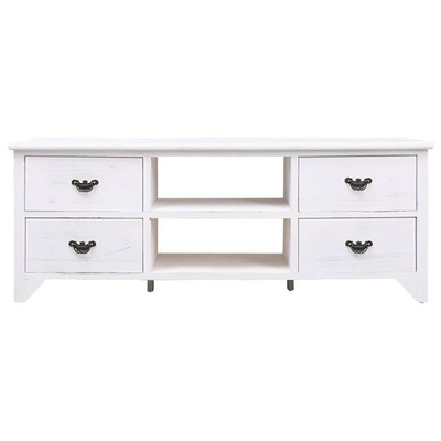 vidaXL Szafka pod TV, antyczna biel, 108x30x40 cm, drewno paulownia