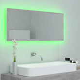vidaXL Lustro łazienkowe LED, szarość betonu, 100x8,5x37 cm, akryl