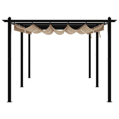 Altana ogrodowa ze zwijanym dachem, taupe, 3x6 m, aluminium
