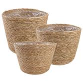 Kosze na rośliny z trawy morskiej 3 pcs naturalny ?26 x 19 cm