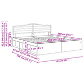 Ramka łóżka Betonowy 180 x 200 cm Lite drewno sosnowe
