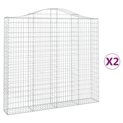 Kosze gabionowe, 2 szt, 200x30x180/200 cm, galwanizowane żelazo