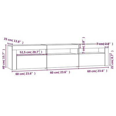 vidaXL Szafka pod TV z oświetleniem LED, biała z połyskiem,180x35x40cm
