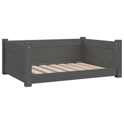 vidaXL Legowisko dla psa, szare, 75,5x55,5x28 cm, lite drewno sosnowe