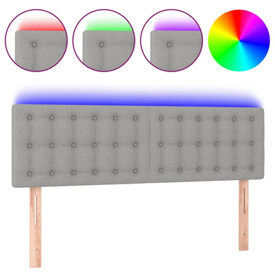 vidaXL Zagłówek do łóżka z LED, jasnoszary, 144x5x78/88 cm, tkanina model standard