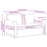 Sofa Niebieski 155 x 82 x 80 cm tkanina