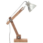 Industrialna lampa stołowa, srebrna, okrągła, 58x18x90 cm, E27