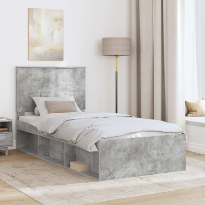 Ramka łóżka Szary beton 75 x 190 cm Lite drewno sosnowe