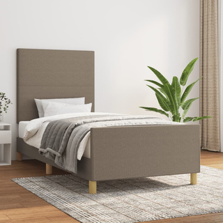 vidaXL Rama łóżka z zagłówkiem, kolor taupe, 90x200 cm, obita tkaniną model standard