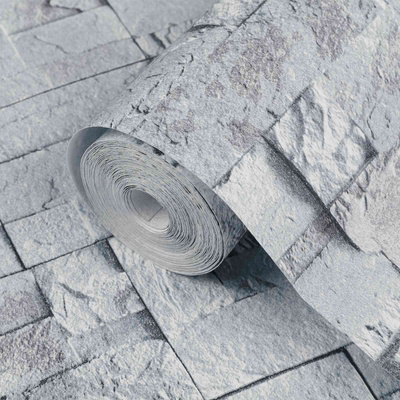 Tapeta 3D z kamieniem jasnoszary 10 x 0,53 m