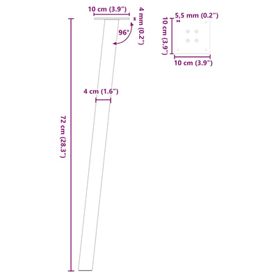 Nogi do stołu konsolowego 4 szt. Białe 72 cm Stalowe