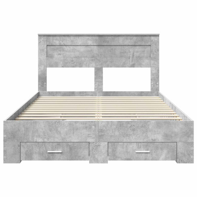 Ramka łóżka Betonowy szary 140 x 200 cm Drewno inżynieryjne