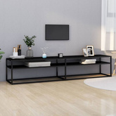 vidaXL Szafka pod TV, czarna, 200x40x40,5 cm, hartowane szkło