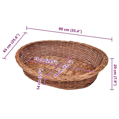 vidaXL Wiklinowy kosz/legowisko dla psa, naturalne, 90 cm