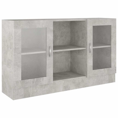 Witryna, szarość betonu 120x30,5x70 cm, materiał drewnopochodny