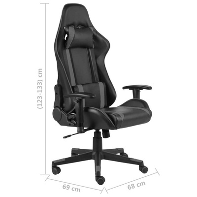 vidaXL Obrotowy fotel gamingowy, szary, PVC 20483