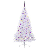 Sztuczna choinka z 300 diodami LED Biały 210 cm PVC i stal