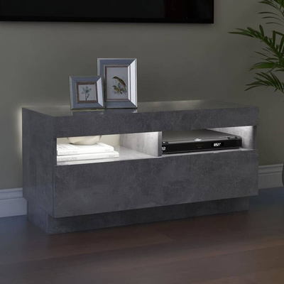 vidaXL Szafka pod TV z oświetleniem LED, szarość betonu, 80x35x40 cm