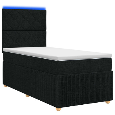 Łóżko z box spring LED z materacem Czarny 80 x 200 cm tkanina