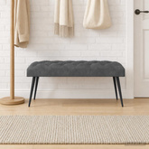 Ławka z guzikami ciemnoszary 110 x 40 x 46 cm Welur