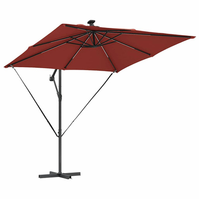Parasol plażowy z paskami LED terakota 249 x 249 x 250 cm