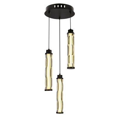 Lampa wisząca Corte potrójna szklana tuba do jadalni 25W LED 3000K
