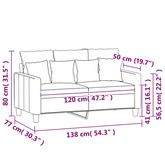 Sofa 2-osobowa, kremowy, 120 cm, tapicerowana aksamitem