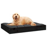 vidaXL Legowisko dla psa, czarne, 71,5x54x9 cm, lite drewno sosnowe