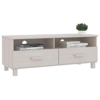 vidaXL Szafka pod TV HAMAR, biała, 106x40x40 cm, lite drewno sosnowe