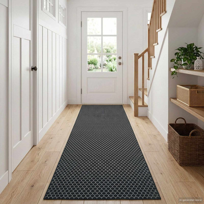 Chodnik dywanowy ORIZ 1150 gsm Czarny wzór siatkowy