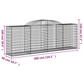Kosze gabionowe, 17 szt, 300x50x100/120cm, galwanizowane żelazo