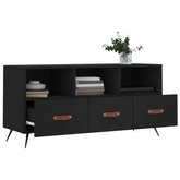 vidaXL Szafka pod TV, czarna, 102x36x50 cm, materiał drewnopochodny wariant 4