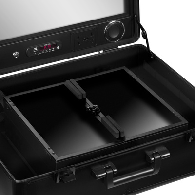 Kufer przenośne stanowisko z głośnikami czarne 136922