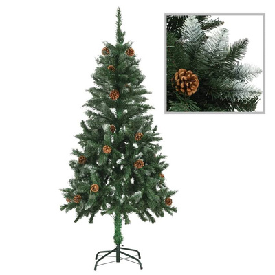 vidaXL Sztuczna choinka z lampkami i szyszkami, 150 cm