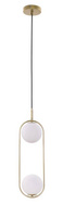Lampa wisząca CORDEL elegancka - złoty mosiądz z białymi kloszami kulkami - nowoczesne oświetlenie salonu 2x G9 LED
