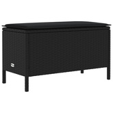 Pufa ogrodowa z poduszką Czarny 80 x 38 x 45 cm Rattan PE