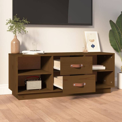 vidaXL Szafka pod TV, miodowy brąz, 100x34x40 cm, lite drewno sosnowe