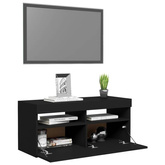 Szafka pod TV z oświetleniem LED, czarna, 90x35x40 cm vidaXL